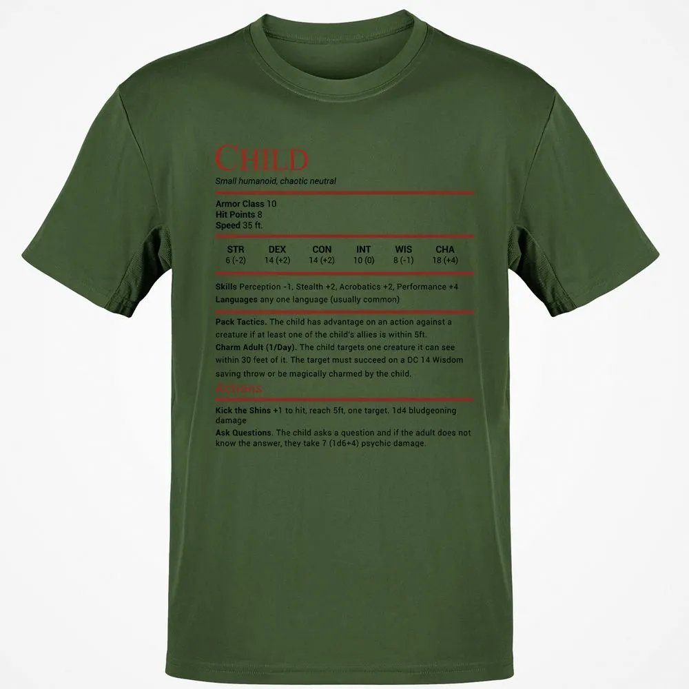 Child Stats Classic Unisex T-Shirt - Military Green - 6
