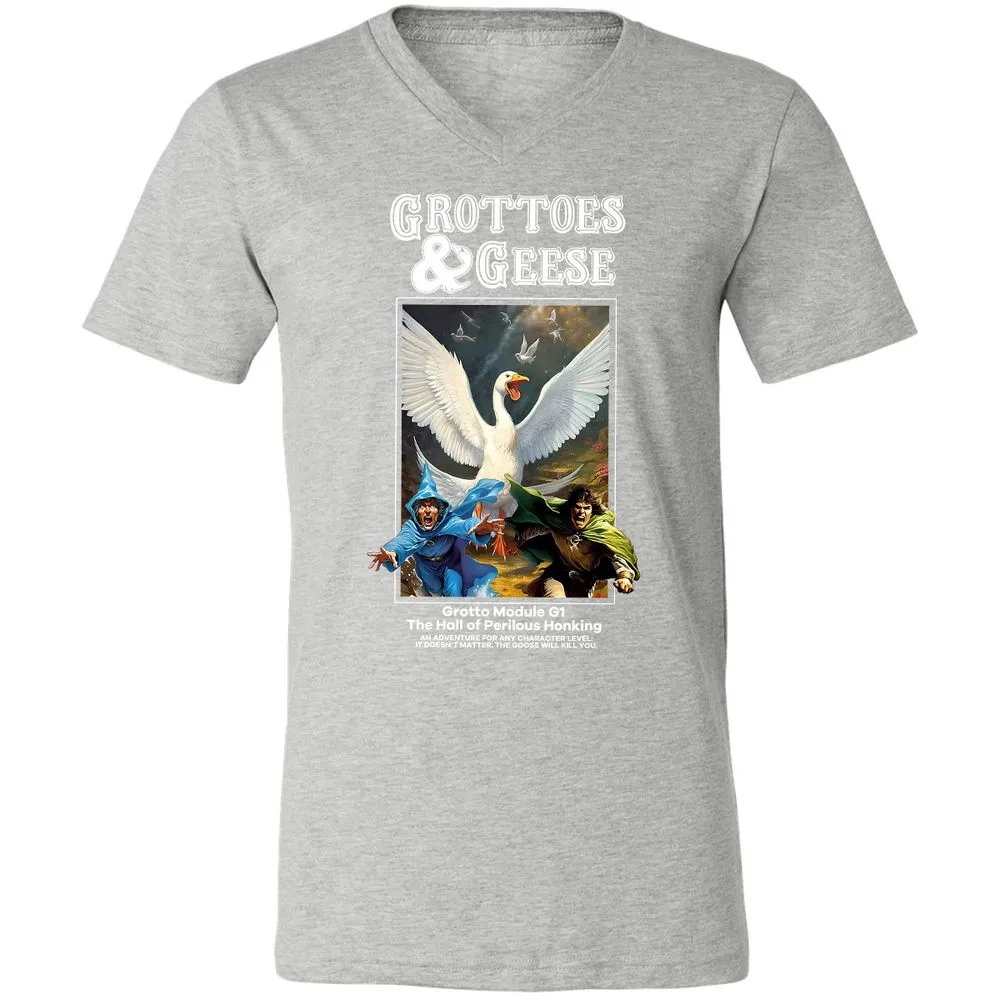 Grottoes & Geese Unisex V-Neck T-Shirt - Athletic Heather - 7
