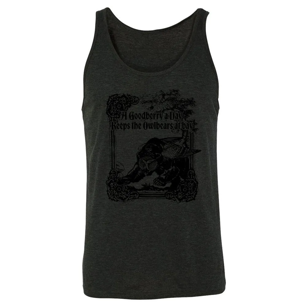 A Goodberry A Day Keeps The Owlbears At Bay Unisex Jersey Tank - Charcoal Black Triblend - 5