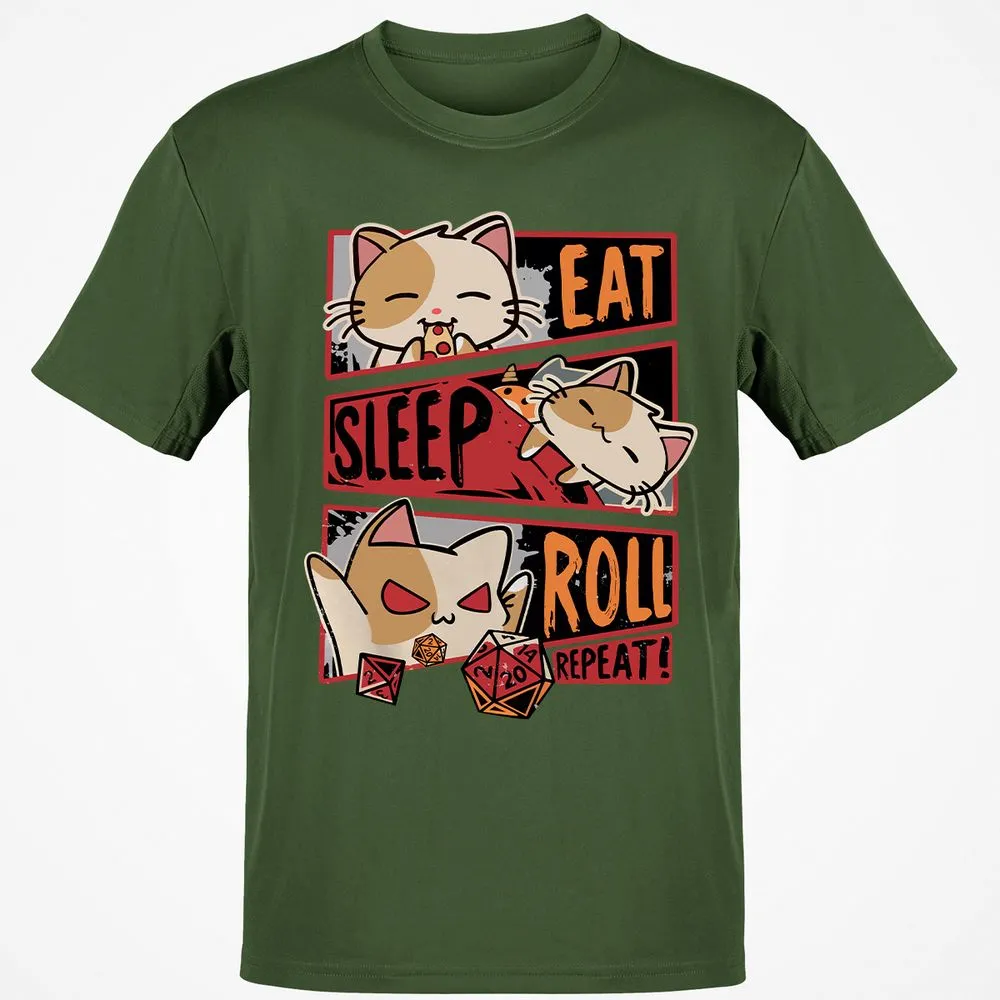 Eat Sleep Roll Repeat Classic Unisex T-Shirt - Military Green - 6