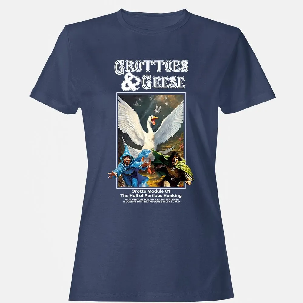 Grottoes & Geese Women's T-Shirt - Navy - 10