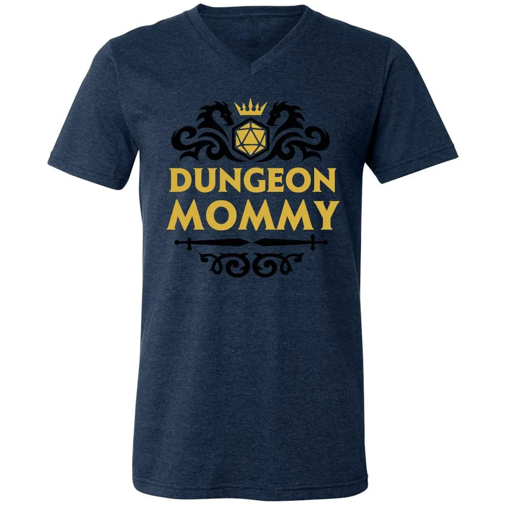 Dungeon Mommy Unisex V-Neck T-Shirt - Heather Navy - 15