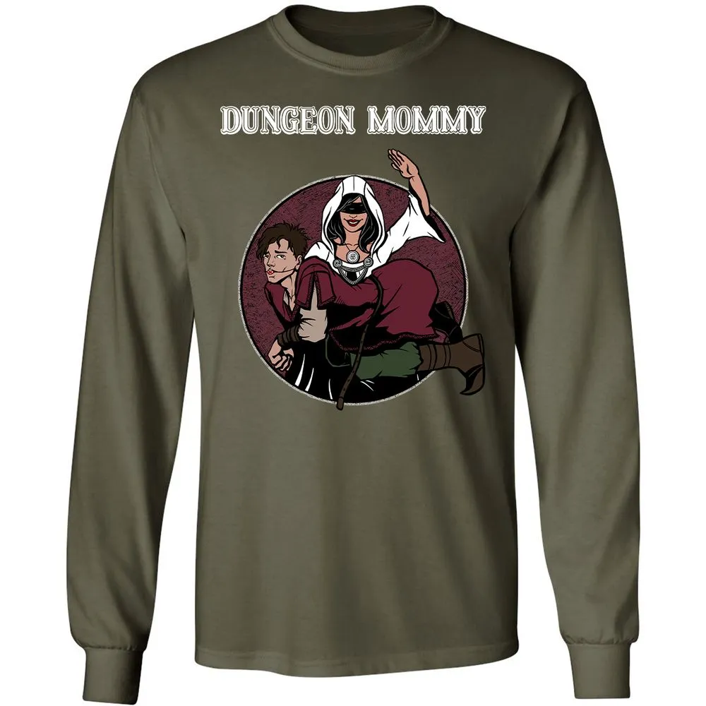 Dominant Dungeon Mommy Long Sleeve T-Shirt - Military Green - 16