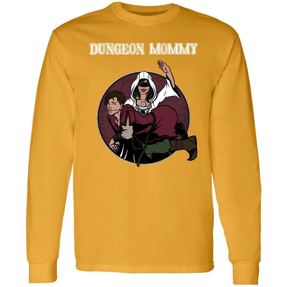 Dominant Dungeon Mommy Long Sleeve T-Shirt - Gold - 9