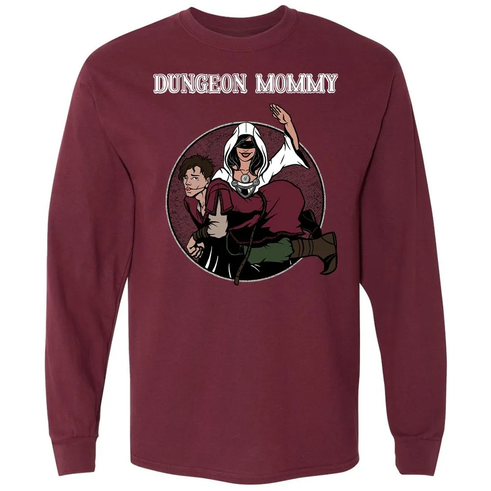 Dominant Dungeon Mommy Long Sleeve T-Shirt - Maroon - 11