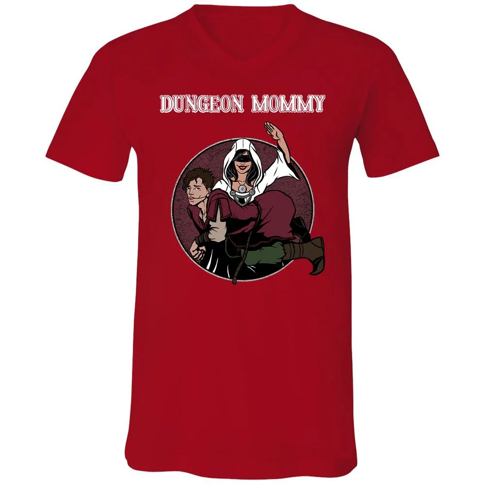 Dominant Dungeon Mommy Unisex V-Neck T-Shirt - Red - 3