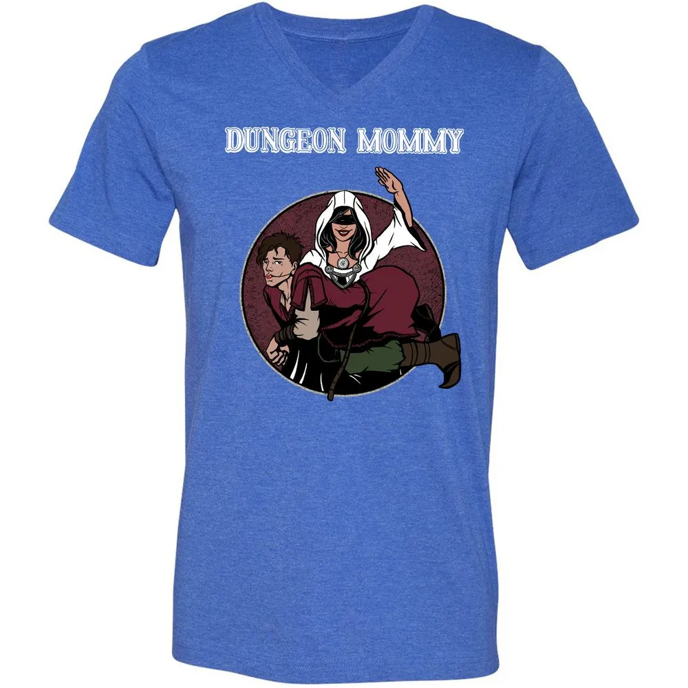 Dominant Dungeon Mommy Unisex V-Neck T-Shirt - Heather True Royal - 14