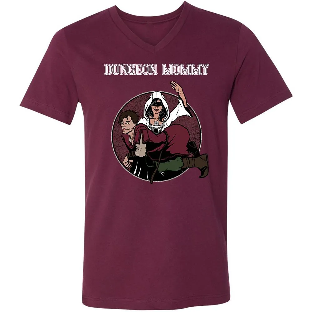 Dominant Dungeon Mommy Unisex V-Neck T-Shirt - Maroon - 6
