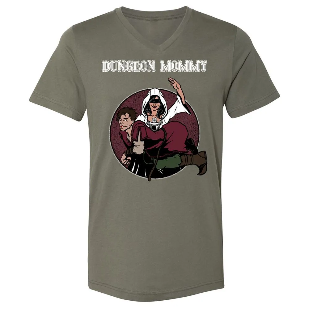 Dominant Dungeon Mommy Unisex V-Neck T-Shirt - Military Green - 10