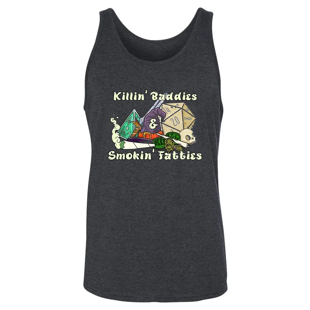 Killin' Baddies Smokin' Fatties Unisex Jersey Tank - Dark Grey Heather - 6