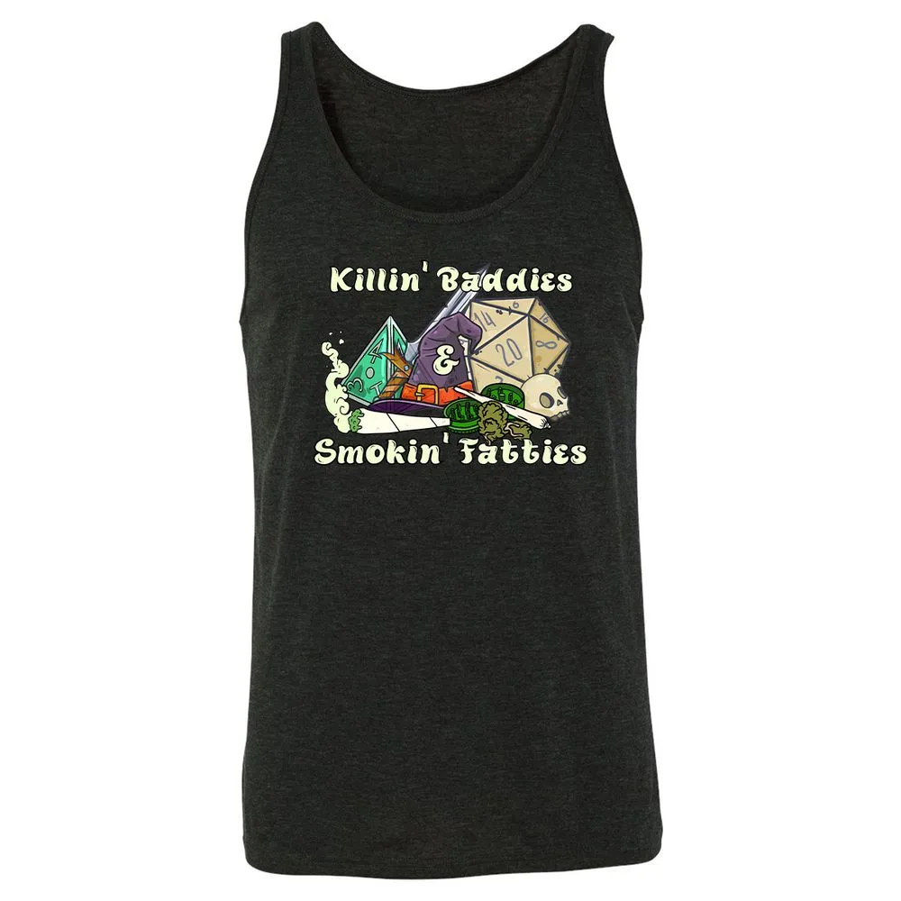 Killin' Baddies Smokin' Fatties Unisex Jersey Tank - Charcoal Black Triblend - 5