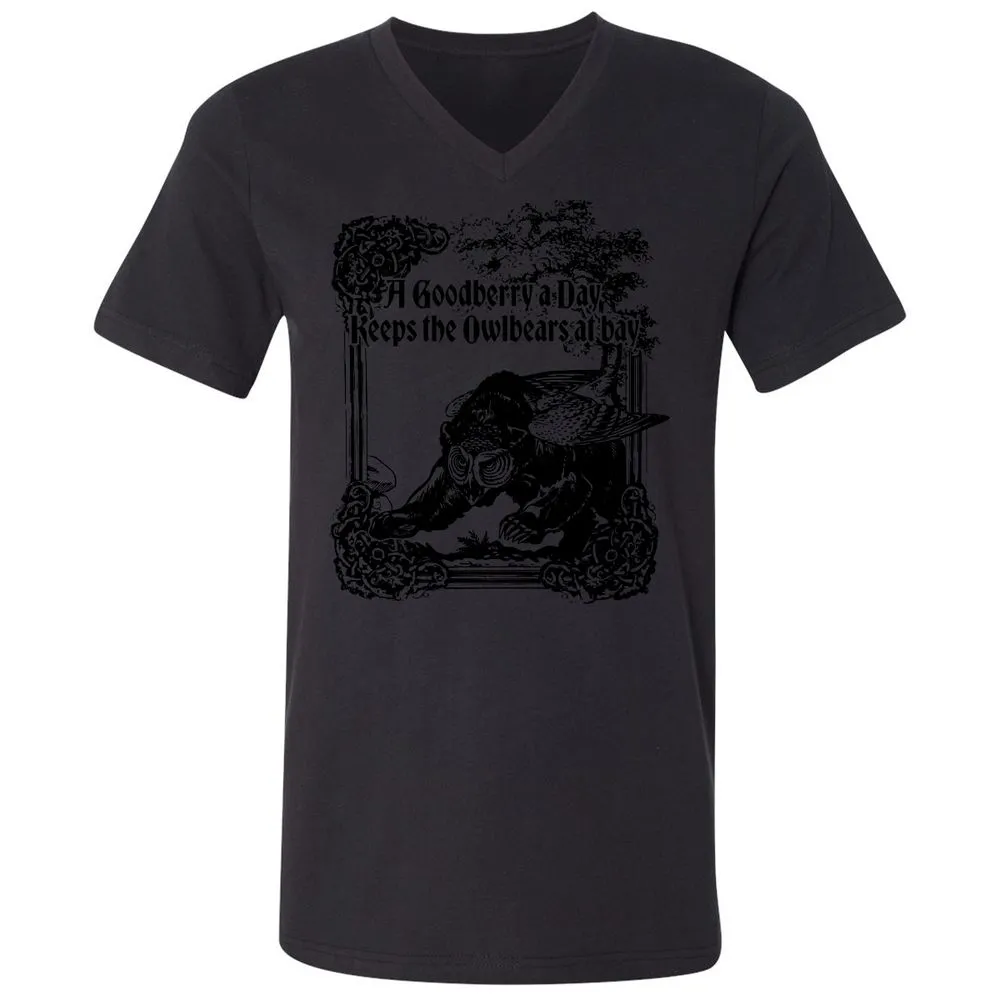 A Goodberry A Day Keeps The Owlbears At Bay Unisex V-Neck T-Shirt - Black - 16