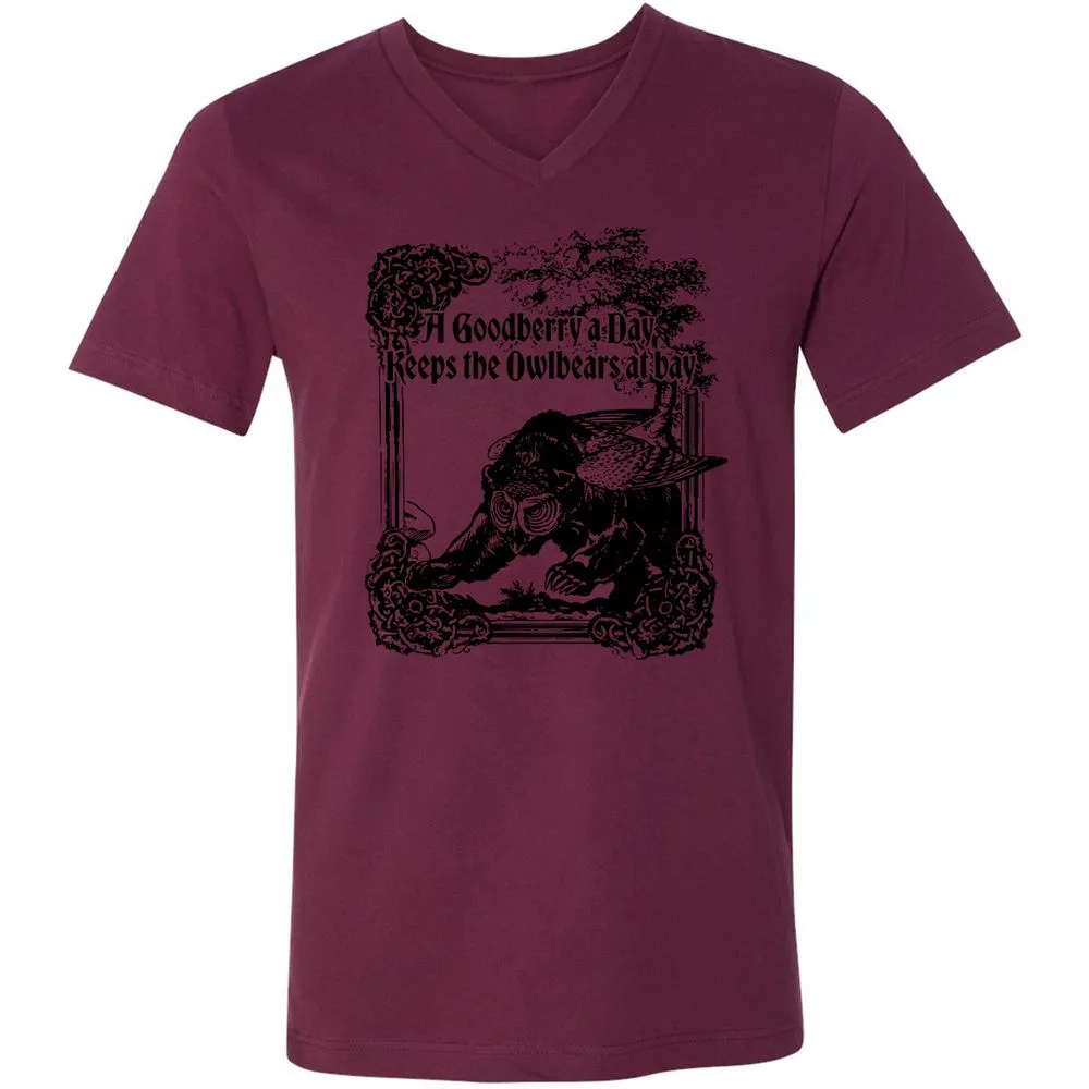 A Goodberry A Day Keeps The Owlbears At Bay Unisex V-Neck T-Shirt - Maroon - 6