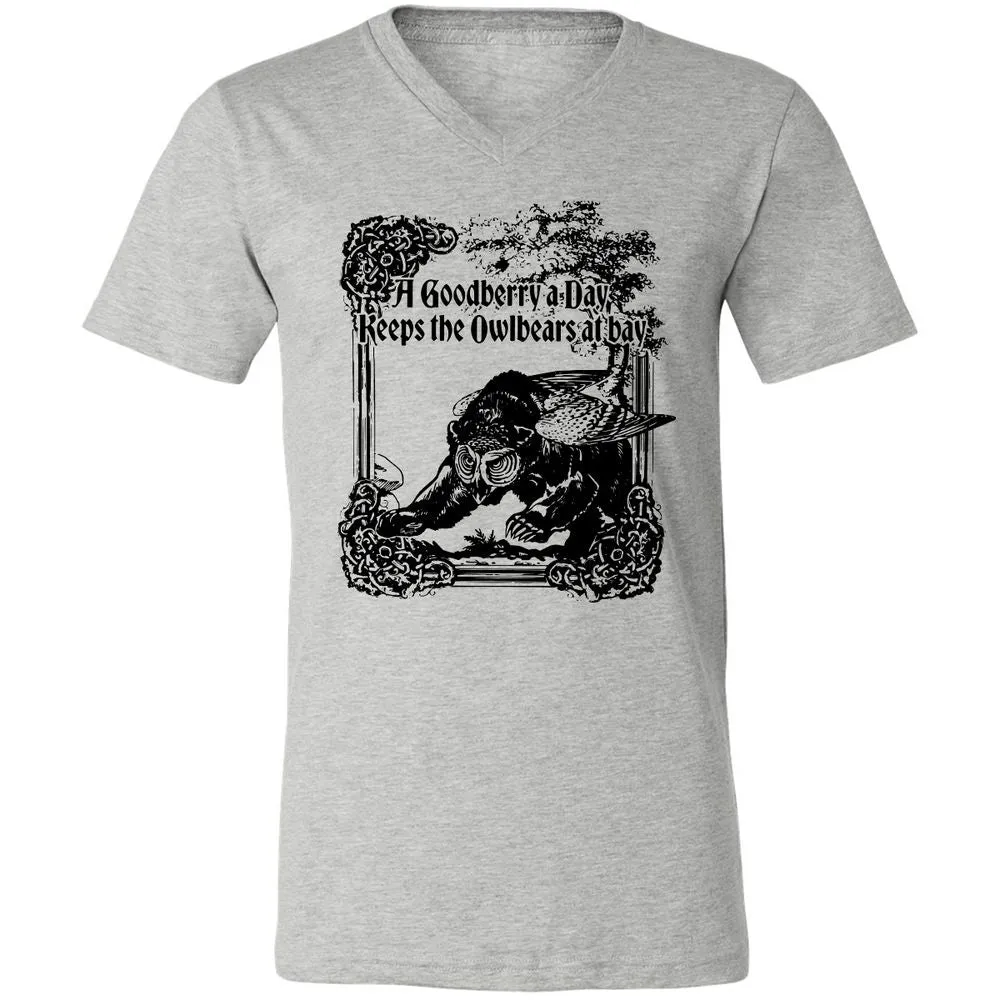 A Goodberry A Day Keeps The Owlbears At Bay Unisex V-Neck T-Shirt - Athletic Heather - 7