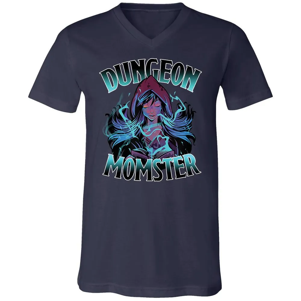 Dungeon Momster Unisex V-Neck T-Shirt - Navy - 2