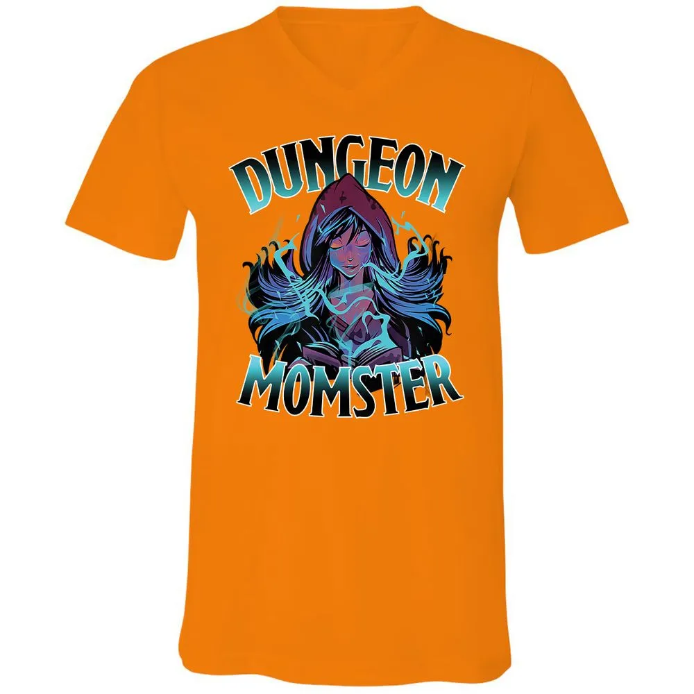 Dungeon Momster Unisex V-Neck T-Shirt - Orange - 11