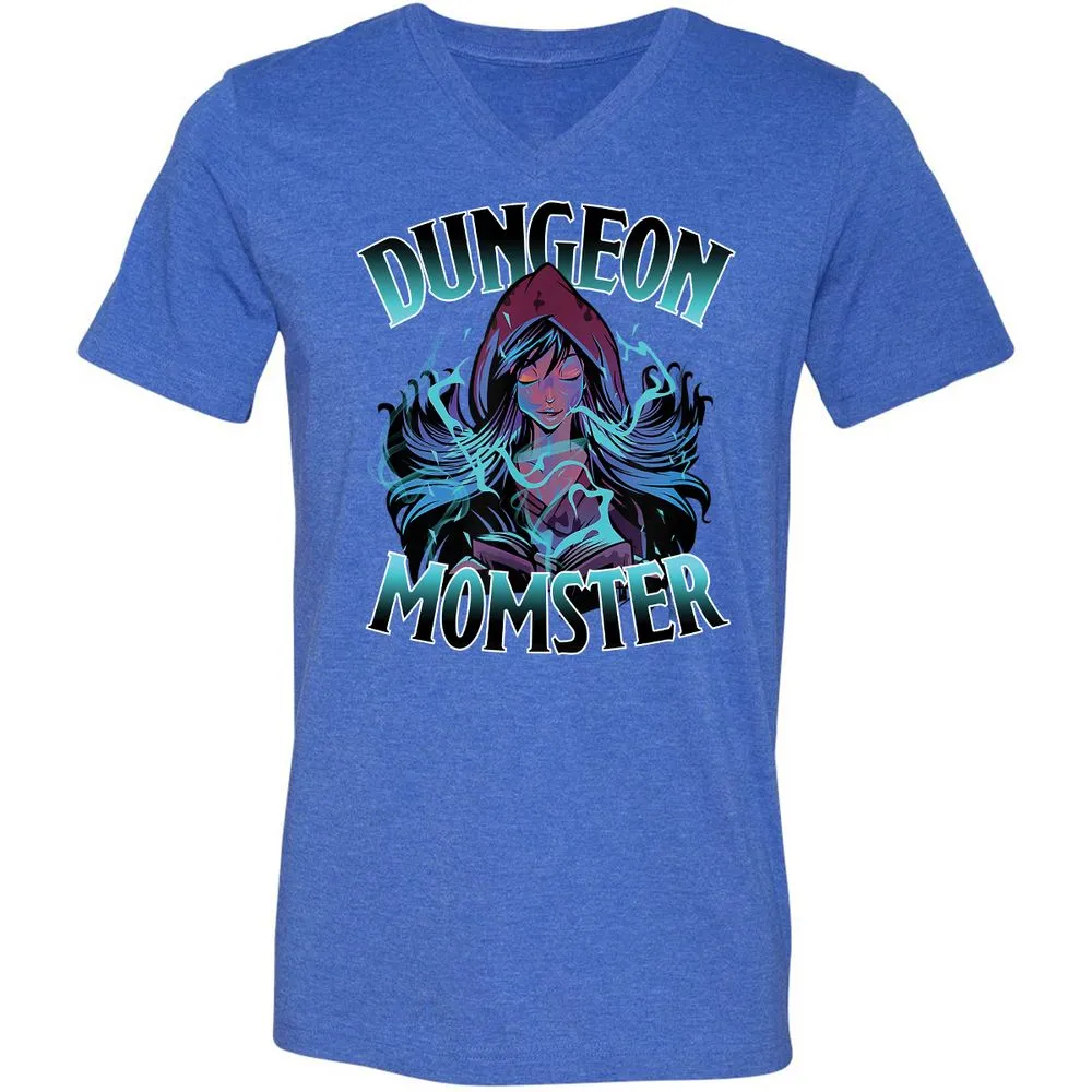 Dungeon Momster Unisex V-Neck T-Shirt - Heather True Royal - 14
