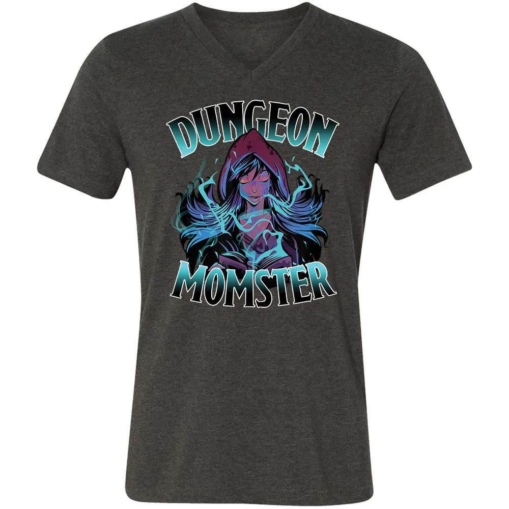 Dungeon Momster Unisex V-Neck T-Shirt - Dark Grey Heather - 8