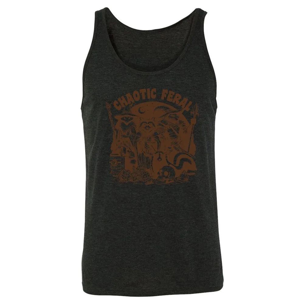 Raccoon Chaotic Feral Unisex Jersey Tank - Charcoal Black Triblend - 5