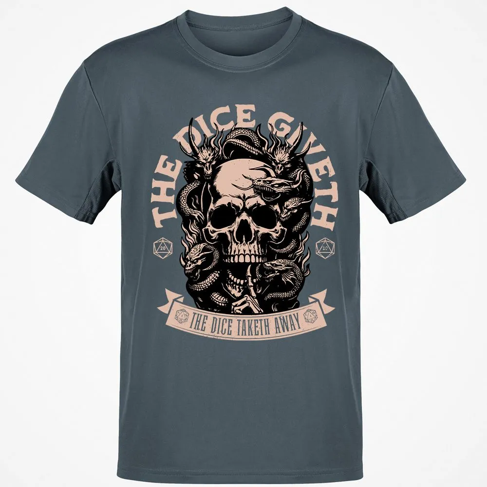 The Dice Giveth The Dice Taketh Away Classic Unisex T-Shirt - Charcoal - 3
