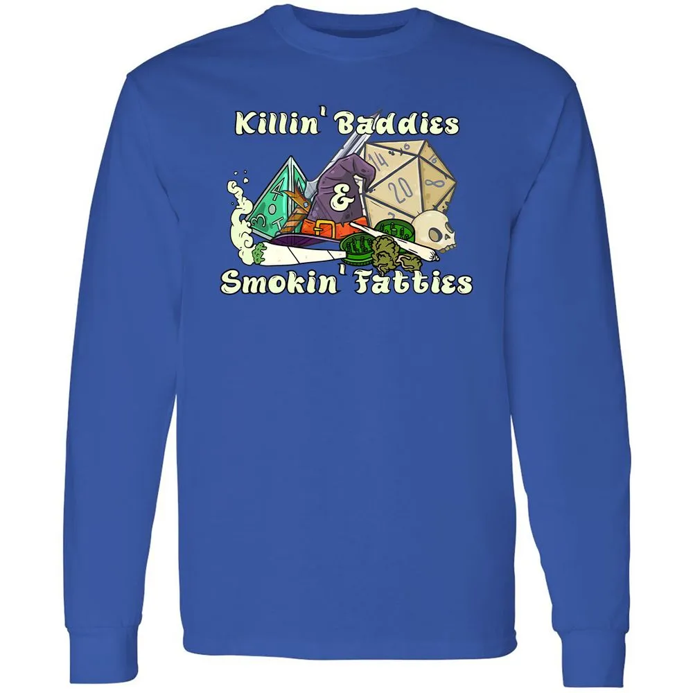 Killin' Baddies Smokin' Fatties Long Sleeve T-Shirt - Royal - 4