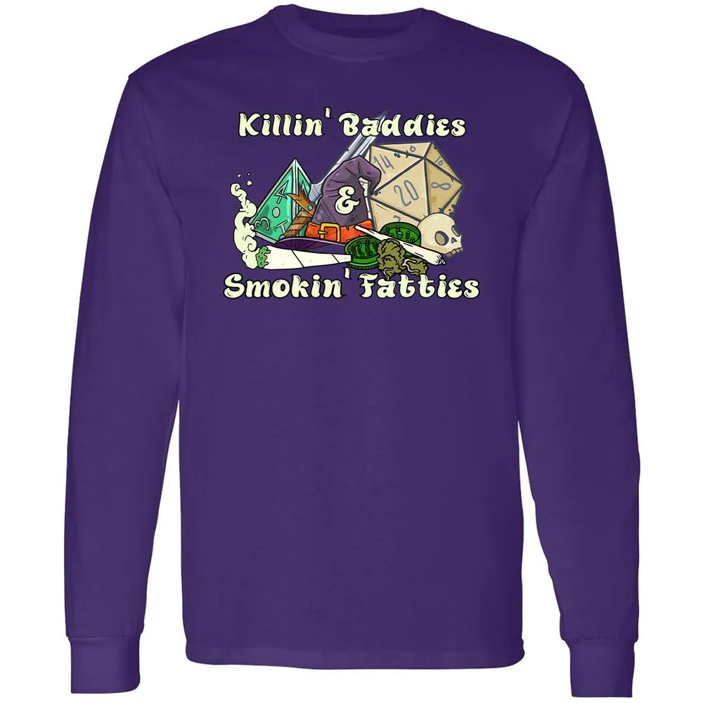 Killin' Baddies Smokin' Fatties Long Sleeve T-Shirt - Purple - 13
