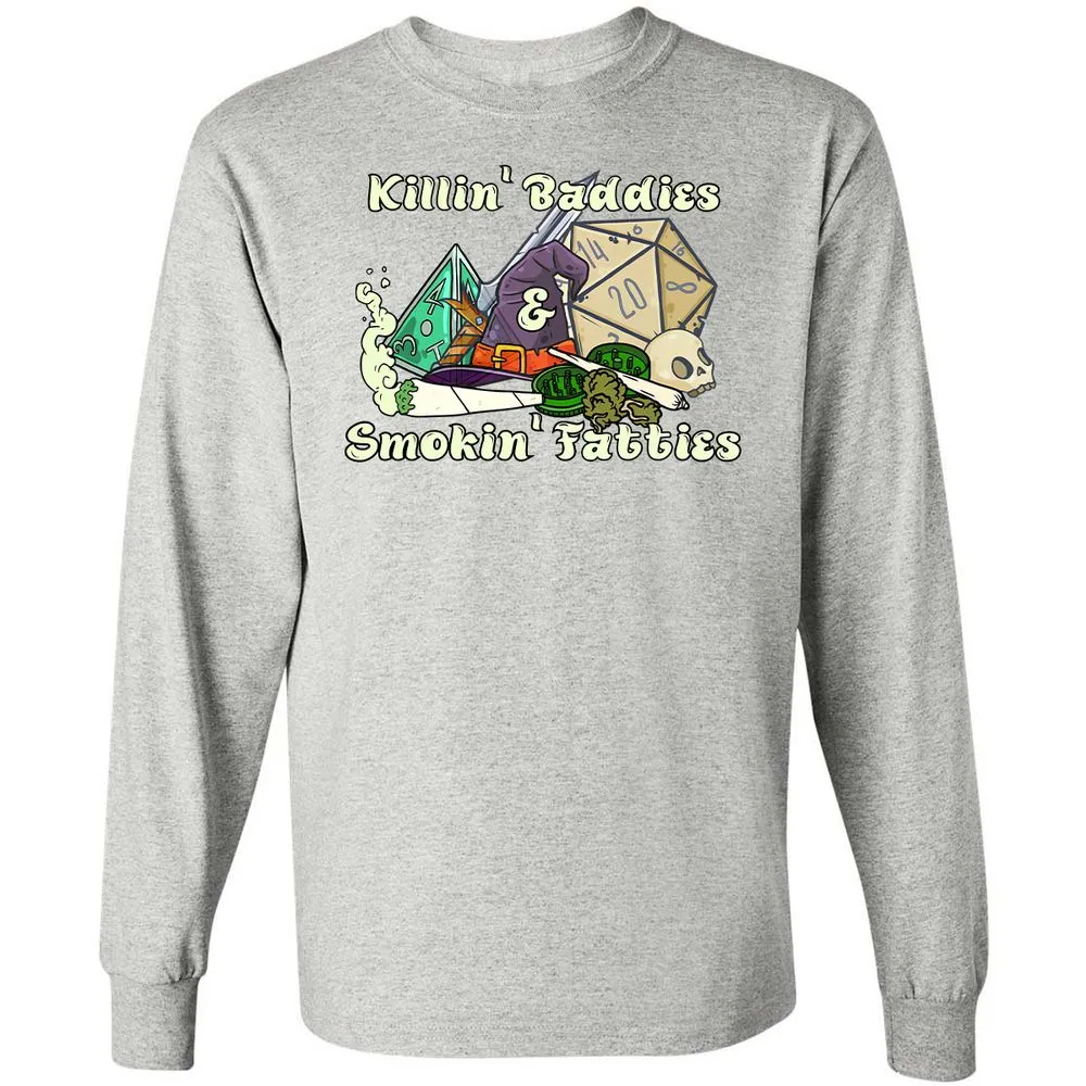 Killin' Baddies Smokin' Fatties Long Sleeve T-Shirt - Ash - 5
