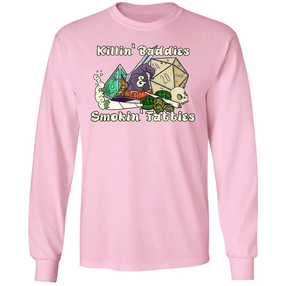 Killin' Baddies Smokin' Fatties Long Sleeve T-Shirt - Light Pink - 3