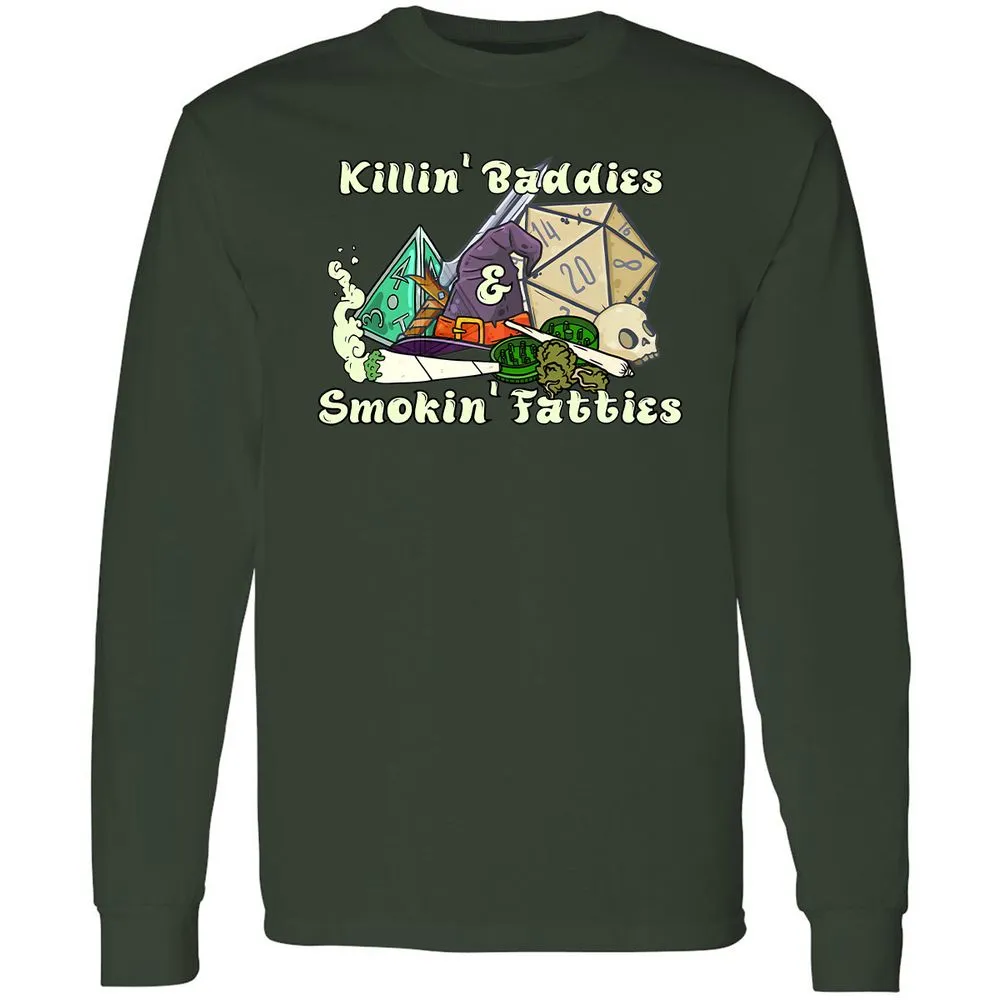 Killin' Baddies Smokin' Fatties Long Sleeve T-Shirt - Forest Green - 8