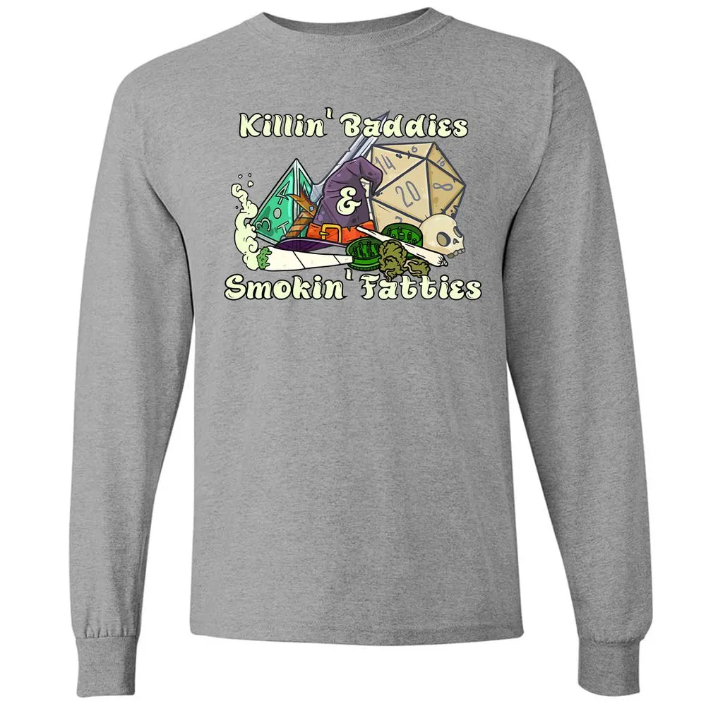 Killin' Baddies Smokin' Fatties Long Sleeve T-Shirt - Graphite Heather - 6