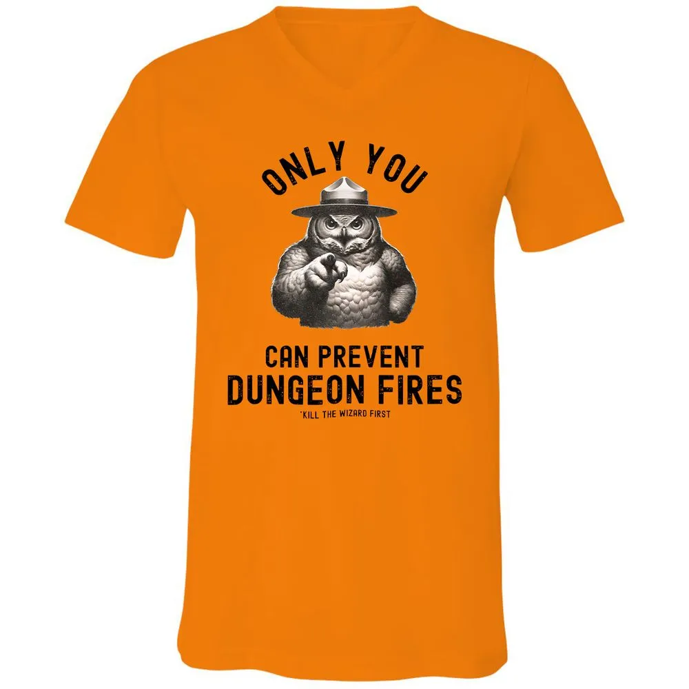 Only You Can Prevent Dungeon Fires Unisex V-Neck T-Shirt - Orange - 11