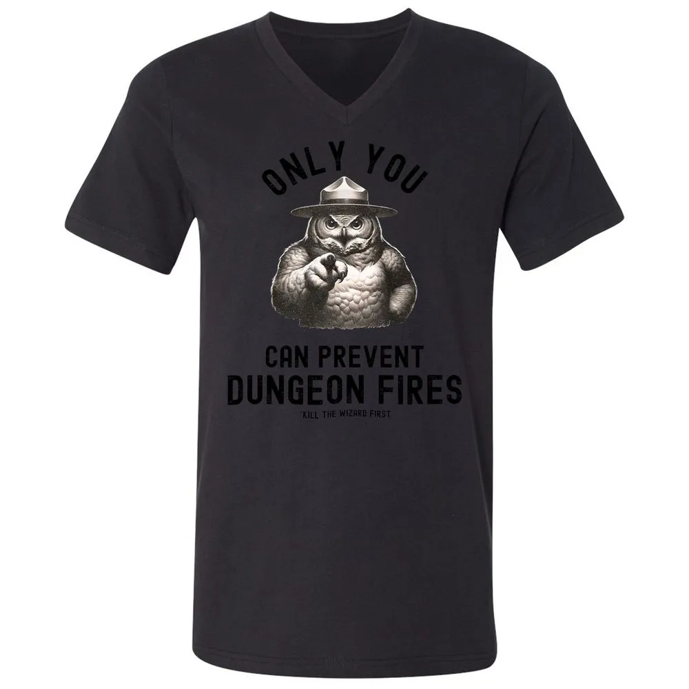 Only You Can Prevent Dungeon Fires Unisex V-Neck T-Shirt - Black - 16