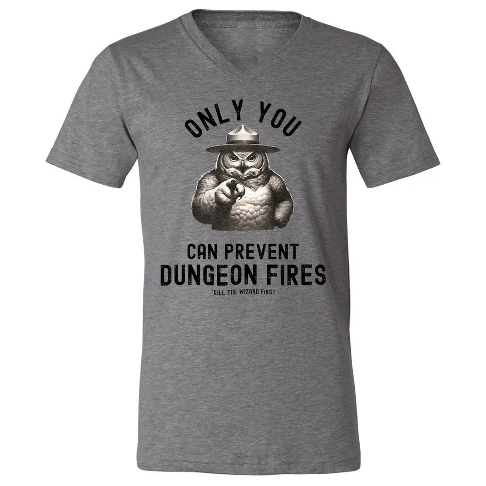 Only You Can Prevent Dungeon Fires Unisex V-Neck T-Shirt - Deep Heather - 13