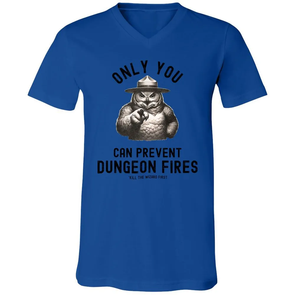 Only You Can Prevent Dungeon Fires Unisex V-Neck T-Shirt - True Royal - 4