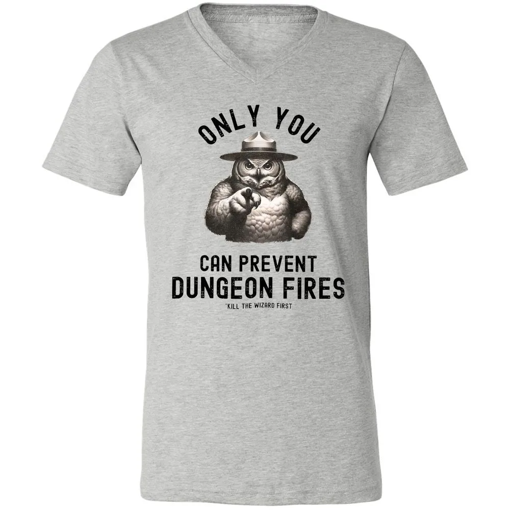Only You Can Prevent Dungeon Fires Unisex V-Neck T-Shirt - Athletic Heather - 7