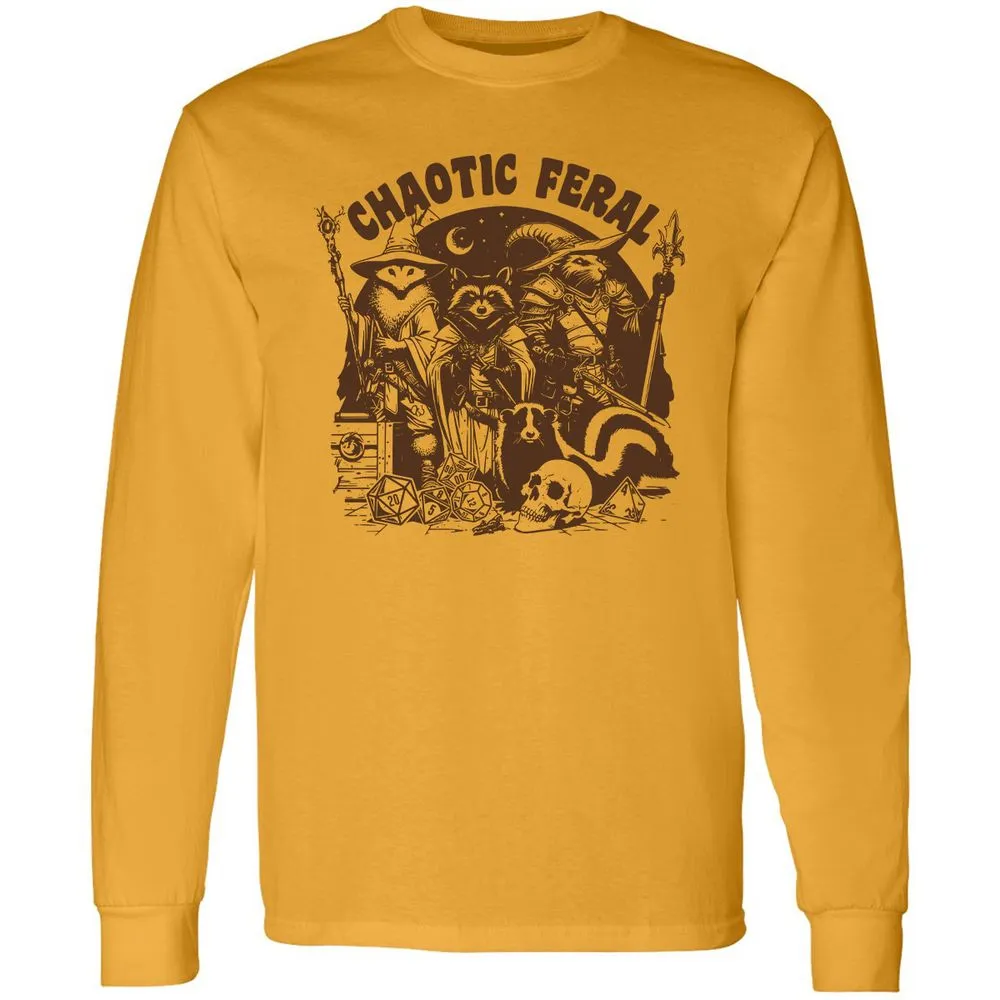 Raccoon Chaotic Feral Long Sleeve T-Shirt - Gold - 9