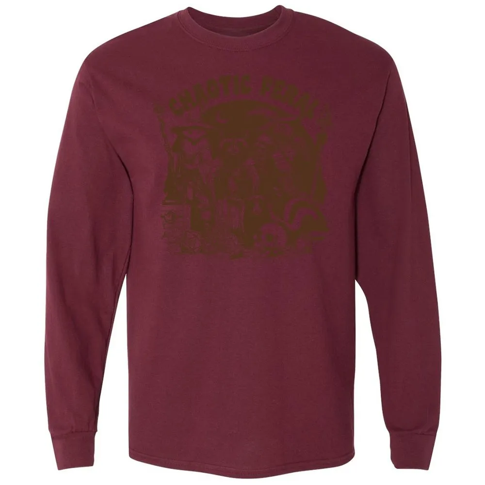 Raccoon Chaotic Feral Long Sleeve T-Shirt - Maroon - 11