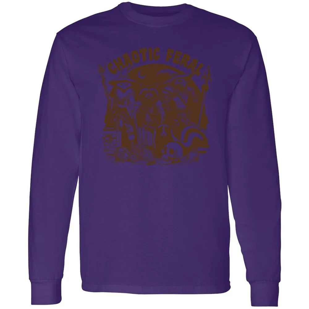 Raccoon Chaotic Feral Long Sleeve T-Shirt - Purple - 13