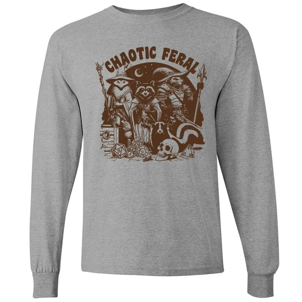 Raccoon Chaotic Feral Long Sleeve T-Shirt - Graphite Heather - 6