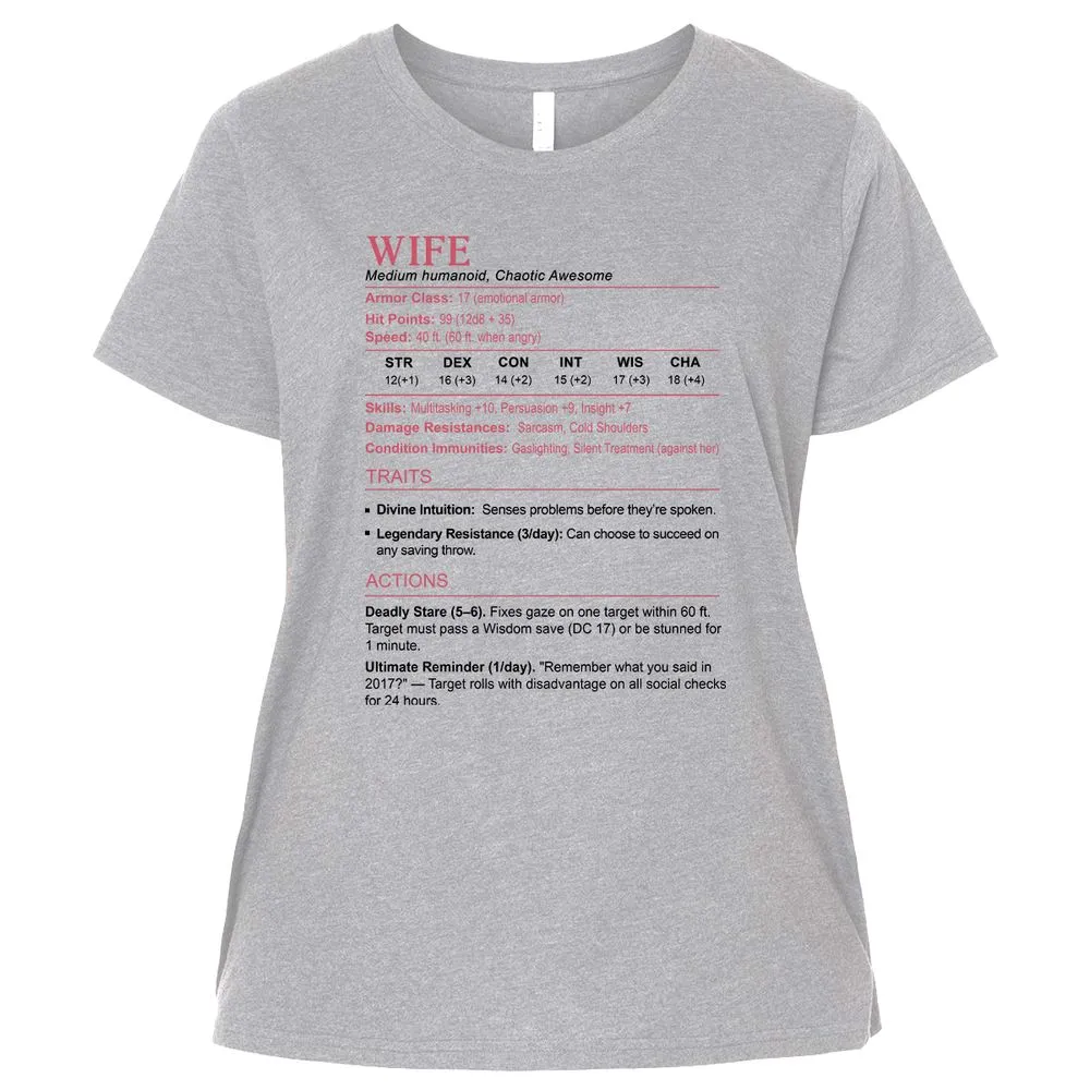 Wife Stats 2 Ladies Curvy Jersey - Heather - 3