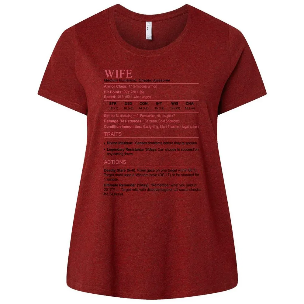 Wife Stats 2 Ladies Curvy Jersey - Cardinal - 10