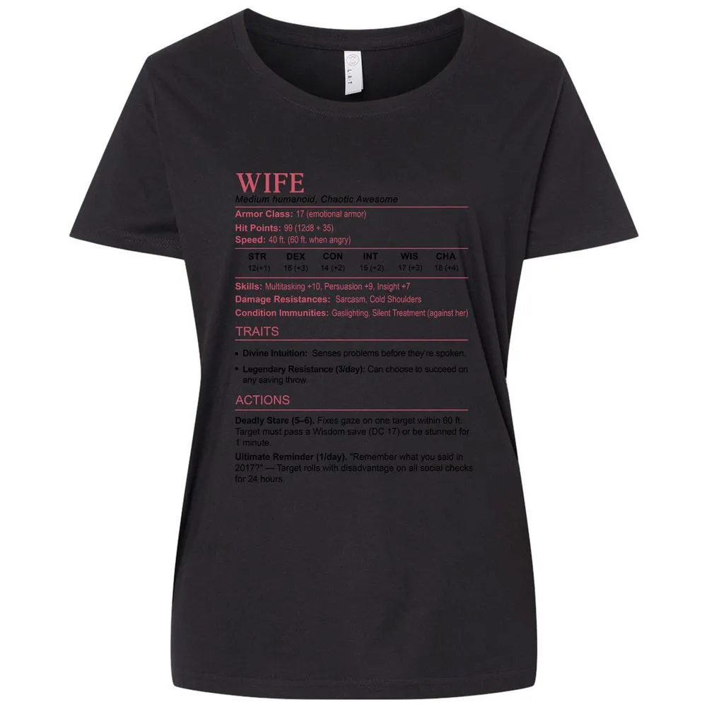 Wife Stats 2 Ladies Curvy Jersey - Blended Black - 1