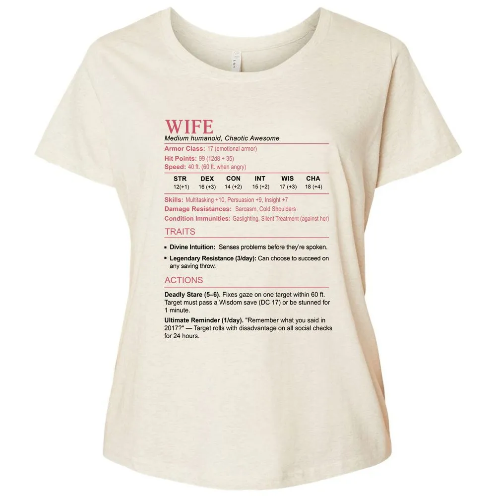 Wife Stats 2 Ladies Curvy Jersey - Natural Heather - 8