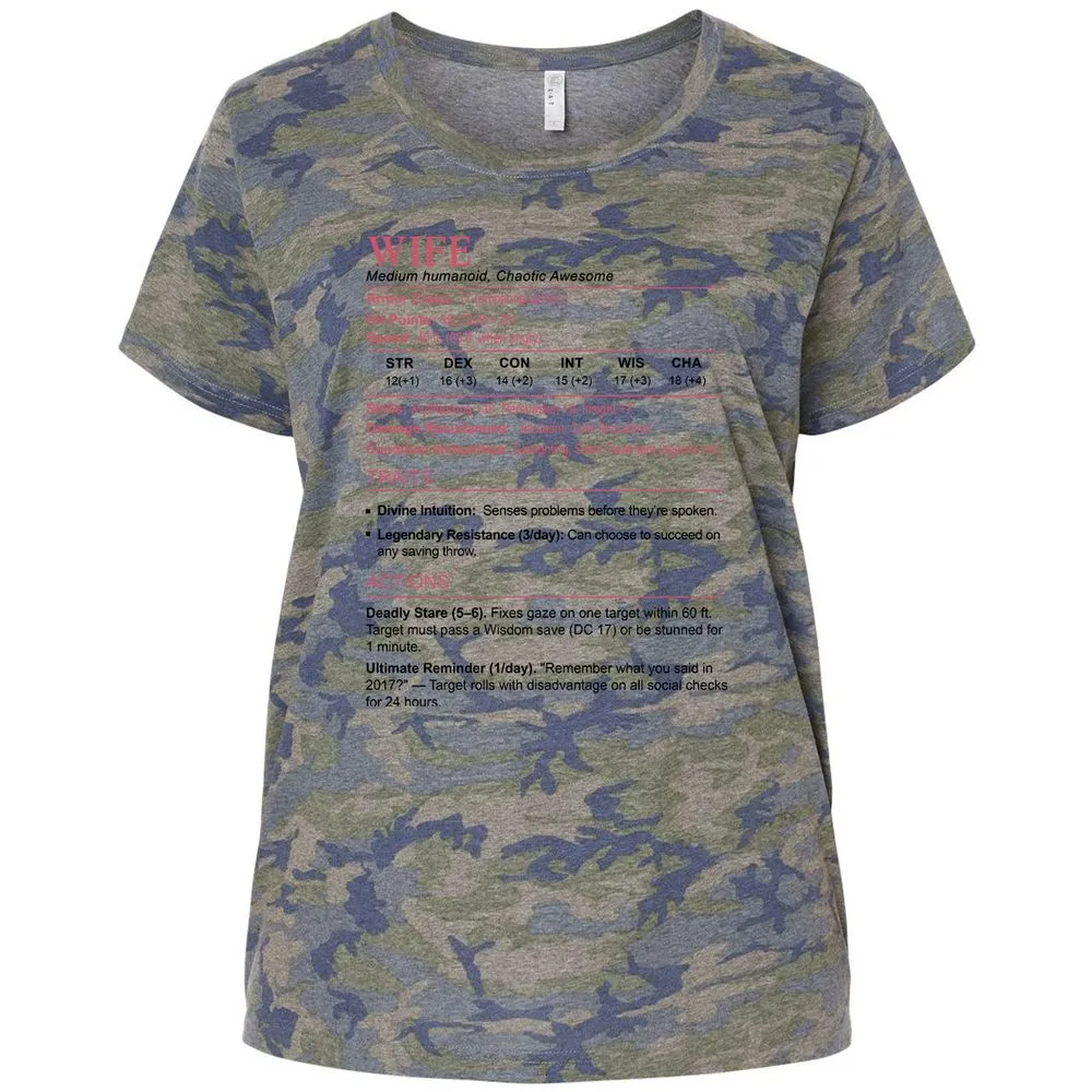 Wife Stats 2 Ladies Curvy Jersey - Vintage Camo - 5