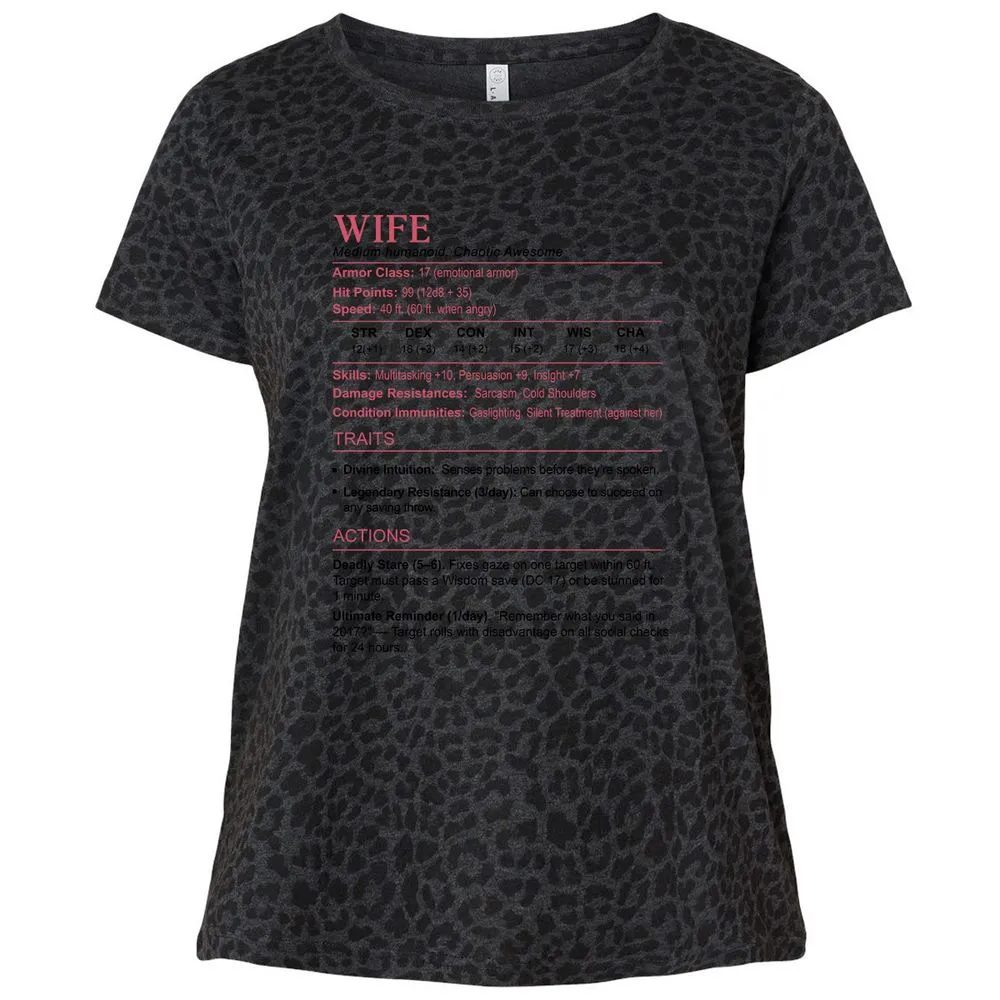 Wife Stats 2 Ladies Curvy Jersey - Black Leopard - 11