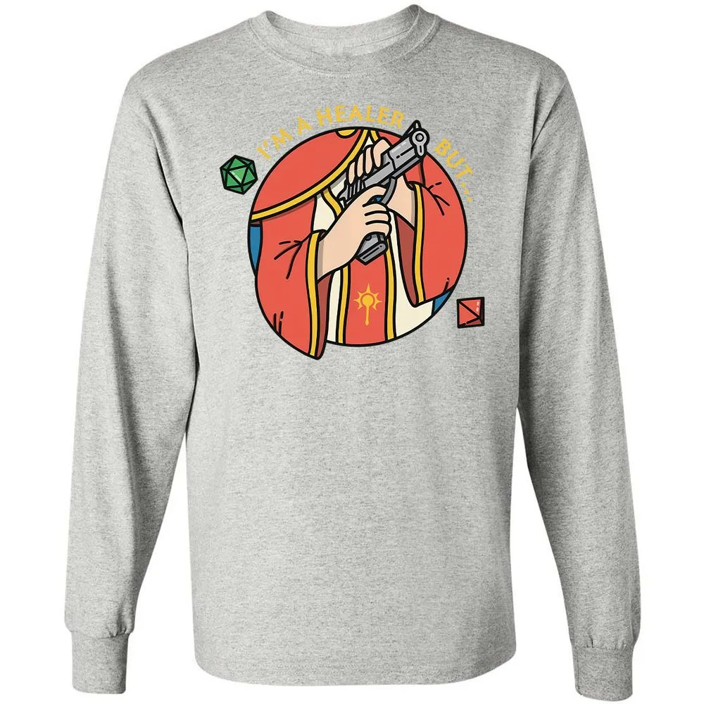 I'm A Healer But Long Sleeve T-Shirt - Ash - 7