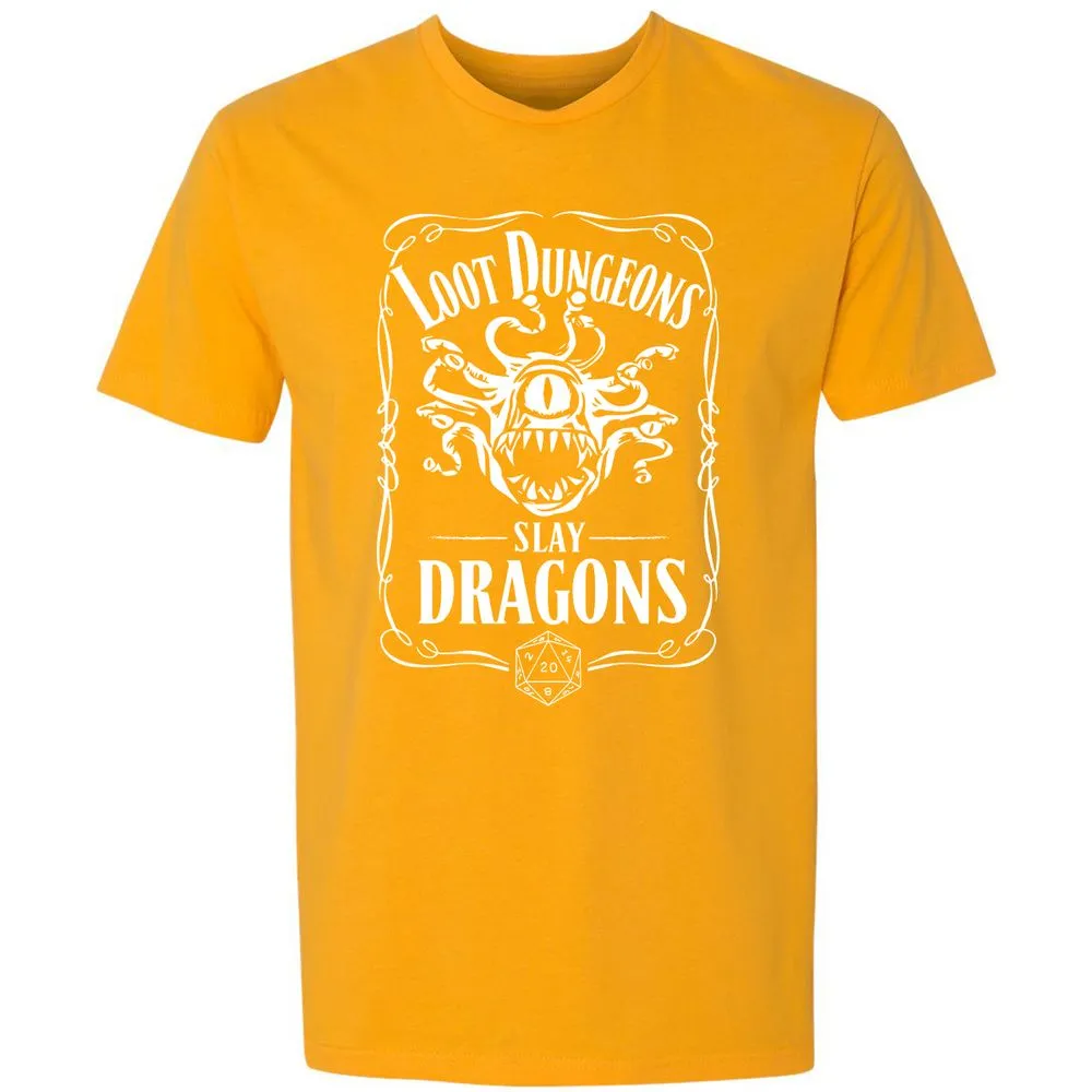 Loot Dungeon Slay Dragons Premium Unisex T-Shirt - Gold - 12