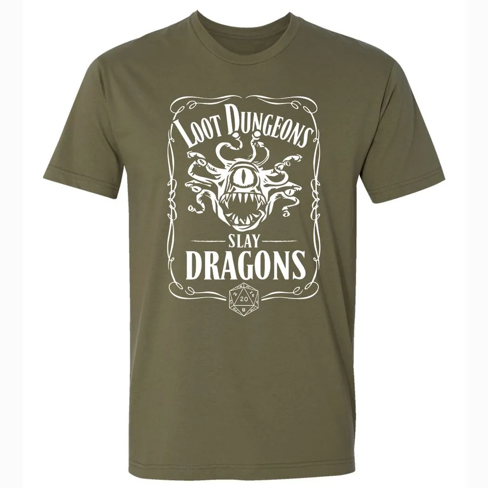 Loot Dungeon Slay Dragons Premium Unisex T-Shirt - Military Green - 5