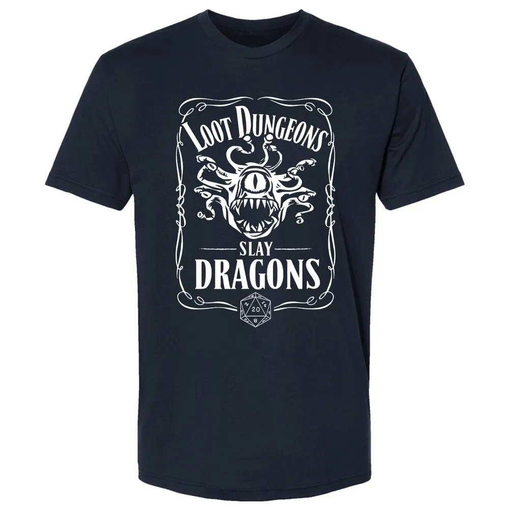 Loot Dungeon Slay Dragons Premium Unisex T-Shirt - Midnight Navy - 2