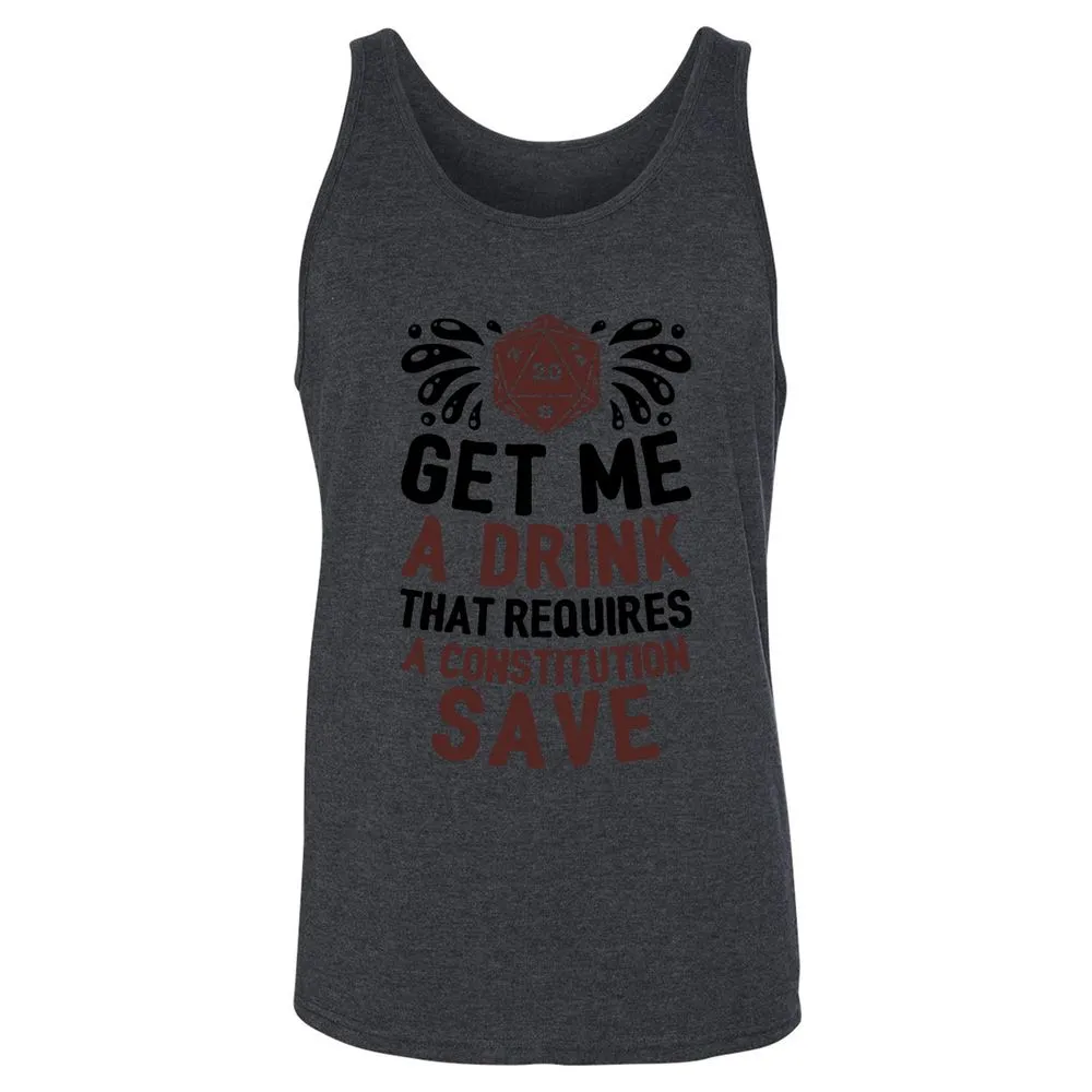 Get Me A Drink Unisex Jersey Tank - Dark Grey Heather - 6